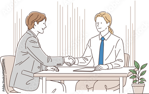 Business Meeting Handshake.Professional Collaboration and Agreement Illustration. Hand drawn style vector design illustrations.