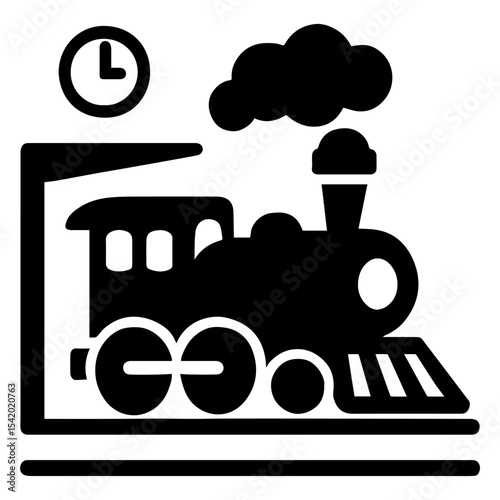 Train vector image steam locomotive railway transportation travel icon illustration graphic design art