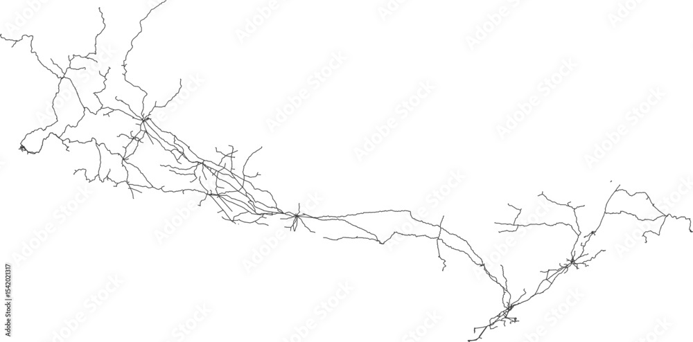 Fototapeta premium Canada vector map of the railway network (Lambert Conformal Conic projection, PPT-compatible & fully editable)