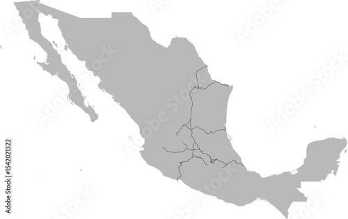 Mexico vector map of the railway network with country boundary (Web Mercator projection, PPT-compatible & fully editable)