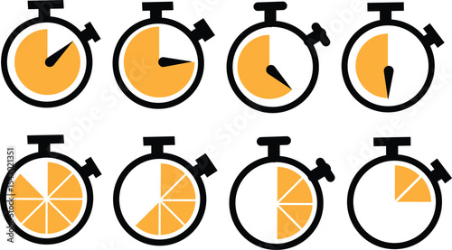 Time icon set in flat style. Fast time simple outline icon. Clock symbol Isolated on white background. Abstract alarm clock ringing icon in black. Vector illustration for graphic design, logo, Web, UI