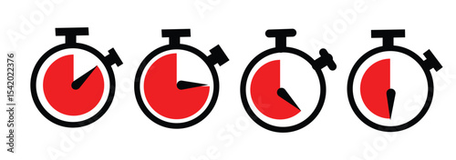 Time icon set in flat style. Fast time simple outline icon. Clock symbol Isolated on white background. Abstract alarm clock ringing icon in black. Vector illustration for graphic design, logo, Web, UI