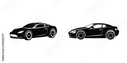 Low Profile Sports Car Low Angle View Racing Into Silhouette on White Background