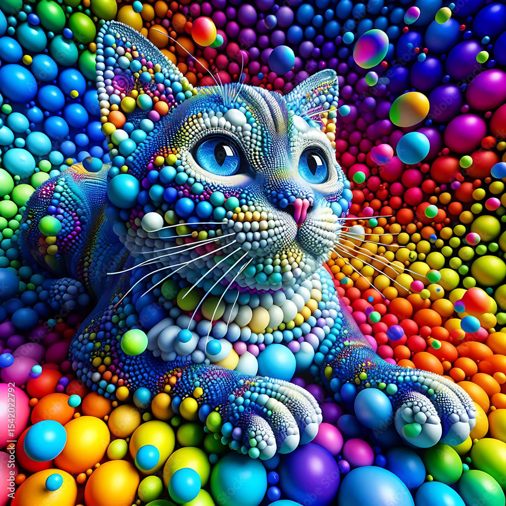Fototapeta premium Galactic Cats: Bright Tails from Tomorrow, Future Cats: Neon Dreams, Color Cats from Another Dimension, Techno Cats: A Vibrant Sci-Fi Collection