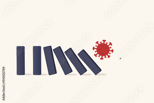 Coronavirus COVID-19 crisis impact financial and world economy create domino effect on financial crisis and economic recession concept, COVID-19 virus pathogen impact domino create fall domino effect.