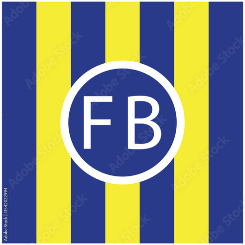 Fenerbahce football club colors. Yellow and blue horizontal stripes flag background.