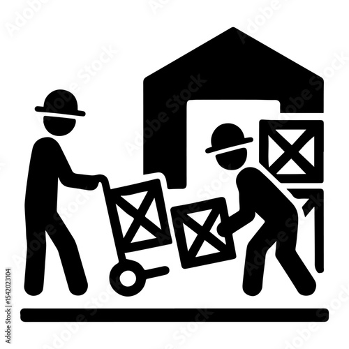 Warehouse workers loading boxes delivery shipping logistics distribution supply chain management