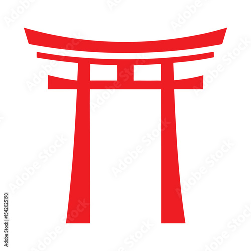 Red Japanese Torii Gate on White Background Simple Minimalist Design 1