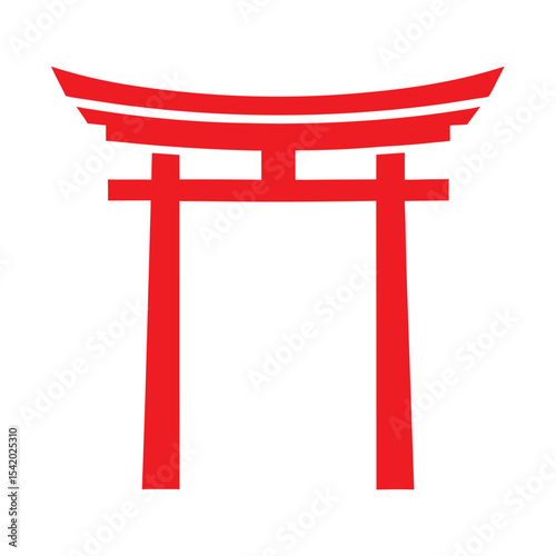 Red Torii Gate Japanese Shrine Symbol Isolated on White 1