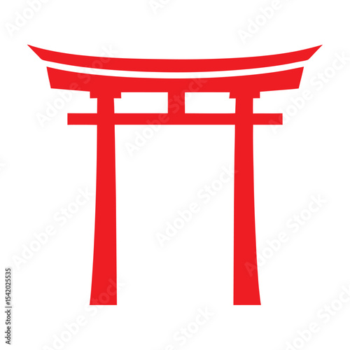 Red Torii Gate Japanese Shrine Symbol on White Background 1