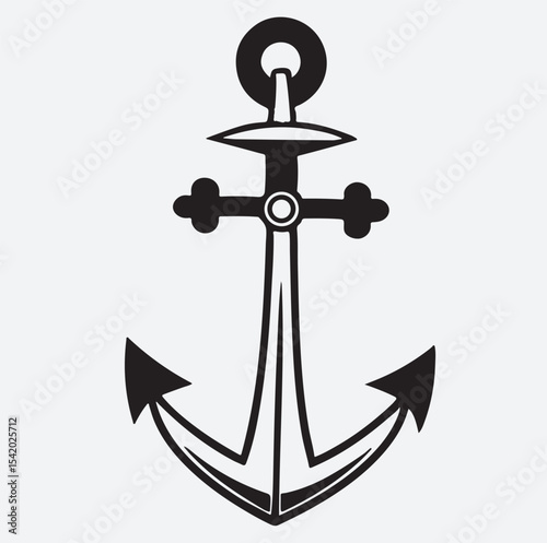 ship anchor icon silhouette vector art illustration, anchor isolated on white background