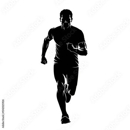 Male Runner Front View Silhouette

