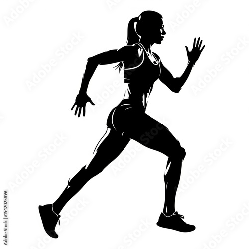 Female Sprinter in Motion Silhouette

