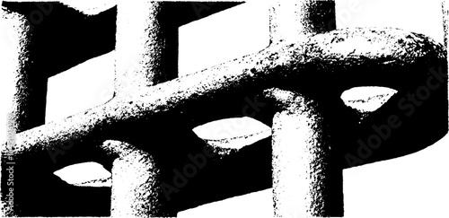 Black and white high contrast exposed rebar grid design for structural art concepts