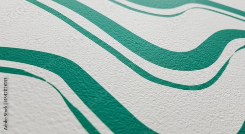 A unique pattern of wavy, flowing green lines on a textured white surface, creating a modern and dynamic abstract background with a sense of movement and depth.
