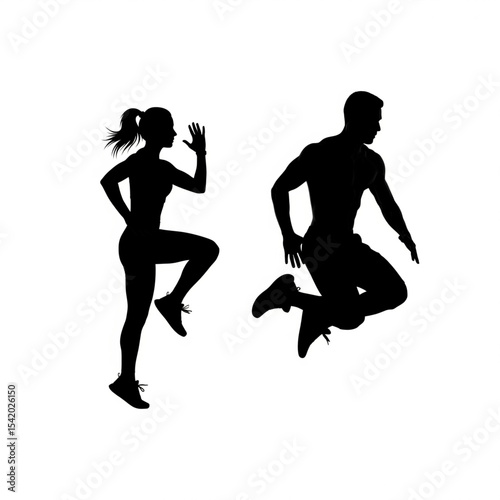 Male Jumper and Female High Knees Silhouette

