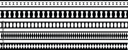 Scalloped border. illustration isolated on white background. dividers. Simple scalloped border. Repeat cute vintage frill ornament. Texture ribbons. Vector Scalloped edge seamless set. borders and