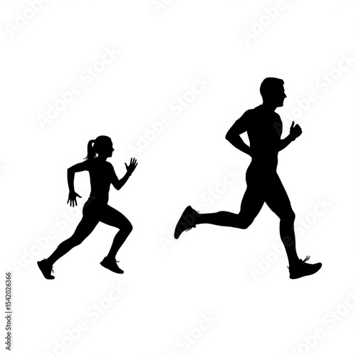 Dynamic Running Duo Silhouettes
