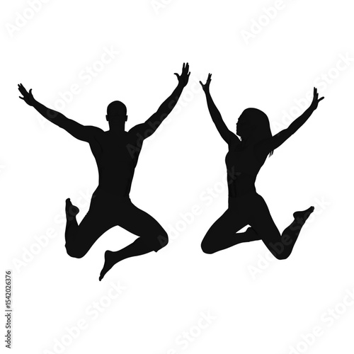 Jumping Couple Celebration Silhouette
