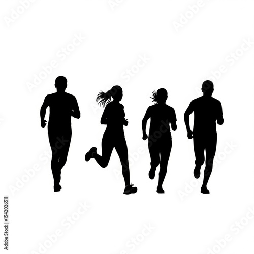 Running Group Silhouettes Fitness Team

