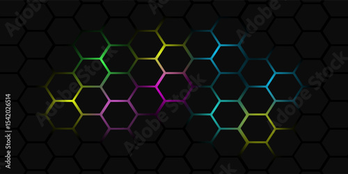 Abstract black Background with hexagons. Hexagonal abstract technology background. abstract seamless modern and creative hexagon background for any design technology communication related work.