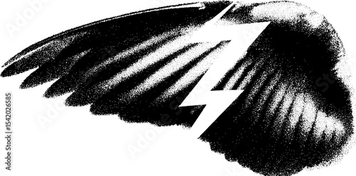 Dramatic concept of a wing struck by lightning highlighting power and vulnerability