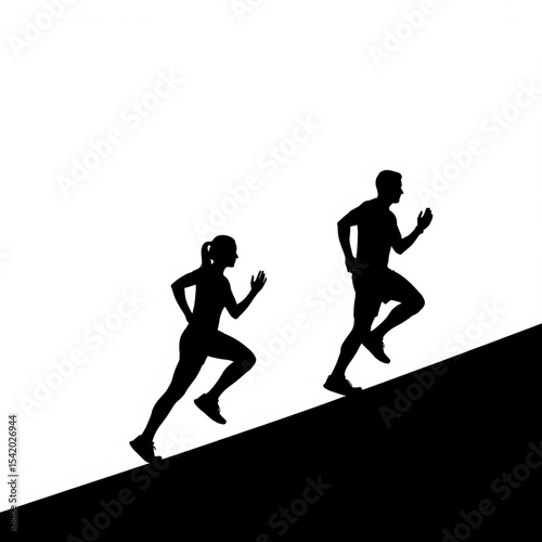 Running Uphill Silhouettes Fitness Challenge

