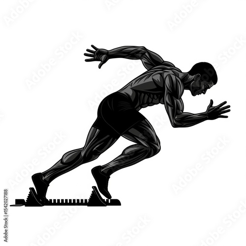 Running Athlete Starting Block Sprint

