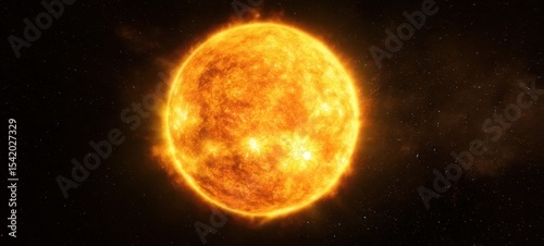 The vibrant sun illuminating the cosmic expanse of the universe.