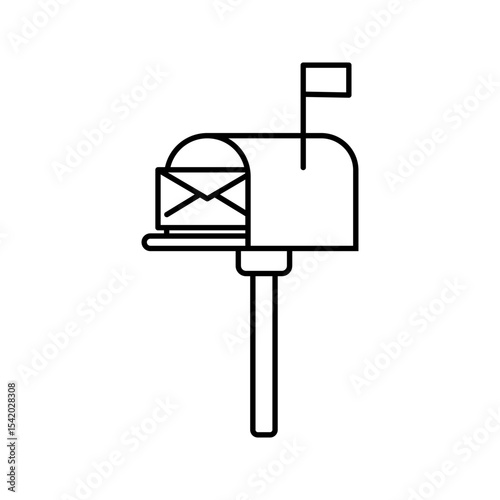 Mailbox icon, letter and mail, mailbox sign, vector graphics on a white background.
