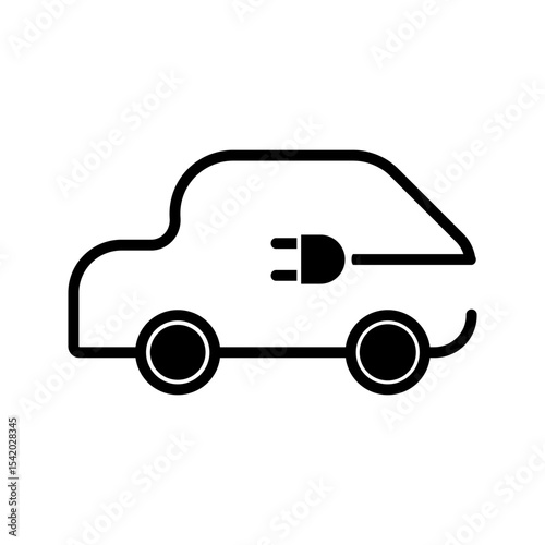 EV car electric vehicle charger logo icon. Hybrid ev car station eco sign green automobile symbol

