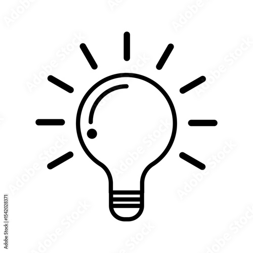 Light Bulb line icon vector, isolated on white background. Idea sign, solution, thinking concept. Lighting Electric lamp. Electricity, shine. Trendy Flat style for graphic design, Web site, UI. EPS

