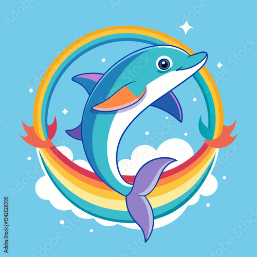 Playful Group of Dolphins Swimming in Clear Ocean Waters for Marine Wildlife Illustration, Nature Art, Ocean Scenes, and Creative Vector Designs