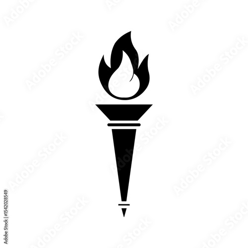 Torch flame icon flat style isolated on white background. Vector illustration
