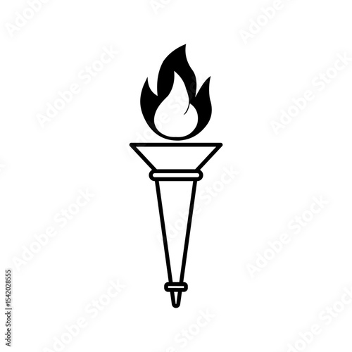 Torch flame icon flat style isolated on white background. Vector illustration
