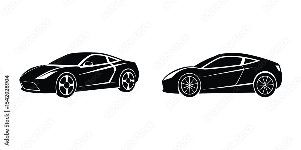 Naklejka premium Concept Showing a Streamlined Sports Car Blasting Off in Angled View Flat Silhouette on White Background