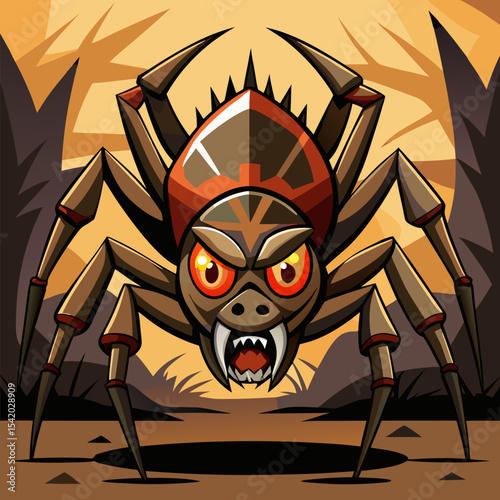 Wolf Spider on the Prowl for Wildlife Illustration, Nature Study, Insect Behavior Art, and Detailed Creature Vector Design