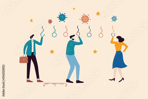 Social distancing, people keep distance in public transportation to protect from COVID-19 coronavirus outbreak spreading concept, people keep distance away in the train or bus with virus pathogens