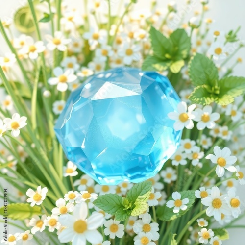 green grass and flowers