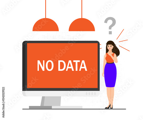 No data concept illustration with girl,flat design