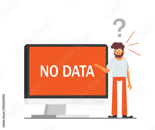 No data concept illustration with girl,flat design