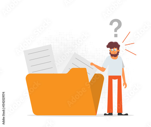 No data concept illustration with girl,flat design