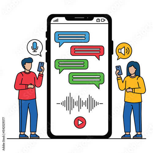 Flat Voice Messaging App Vector