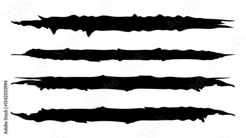 Grunge Ink Brush Strokes Torn Banner Silhouettes Collection