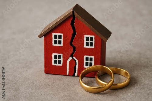A broken house symbolizes the impact of divorce on family and relationships.