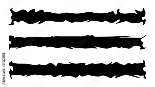 Grunge Ink Brush Strokes Torn Banner Silhouettes Collection