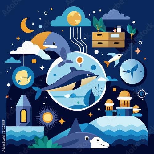 Animal Sleep Patterns for Wildlife Research, Behavioral Study, Biological Cycles, Night Activity Analysis, and Educational Science Illustrations