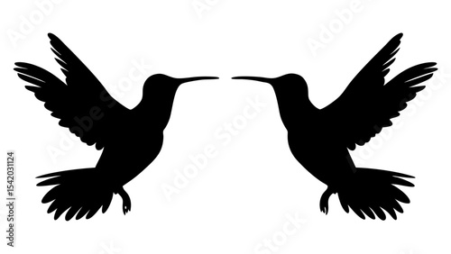 humming bird silhouette vector illustration on tranparent background