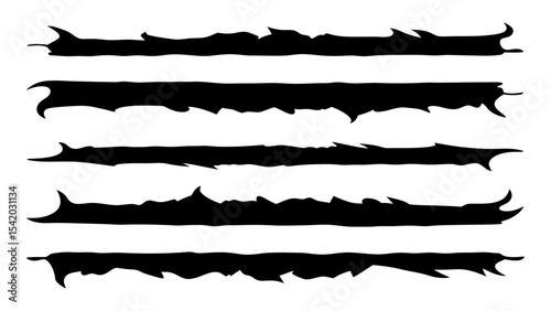Grunge Ink Brush Strokes Torn Banner Silhouettes Collection