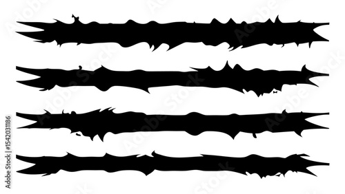 Grunge Ink Brush Strokes Torn Banner Silhouettes Collection